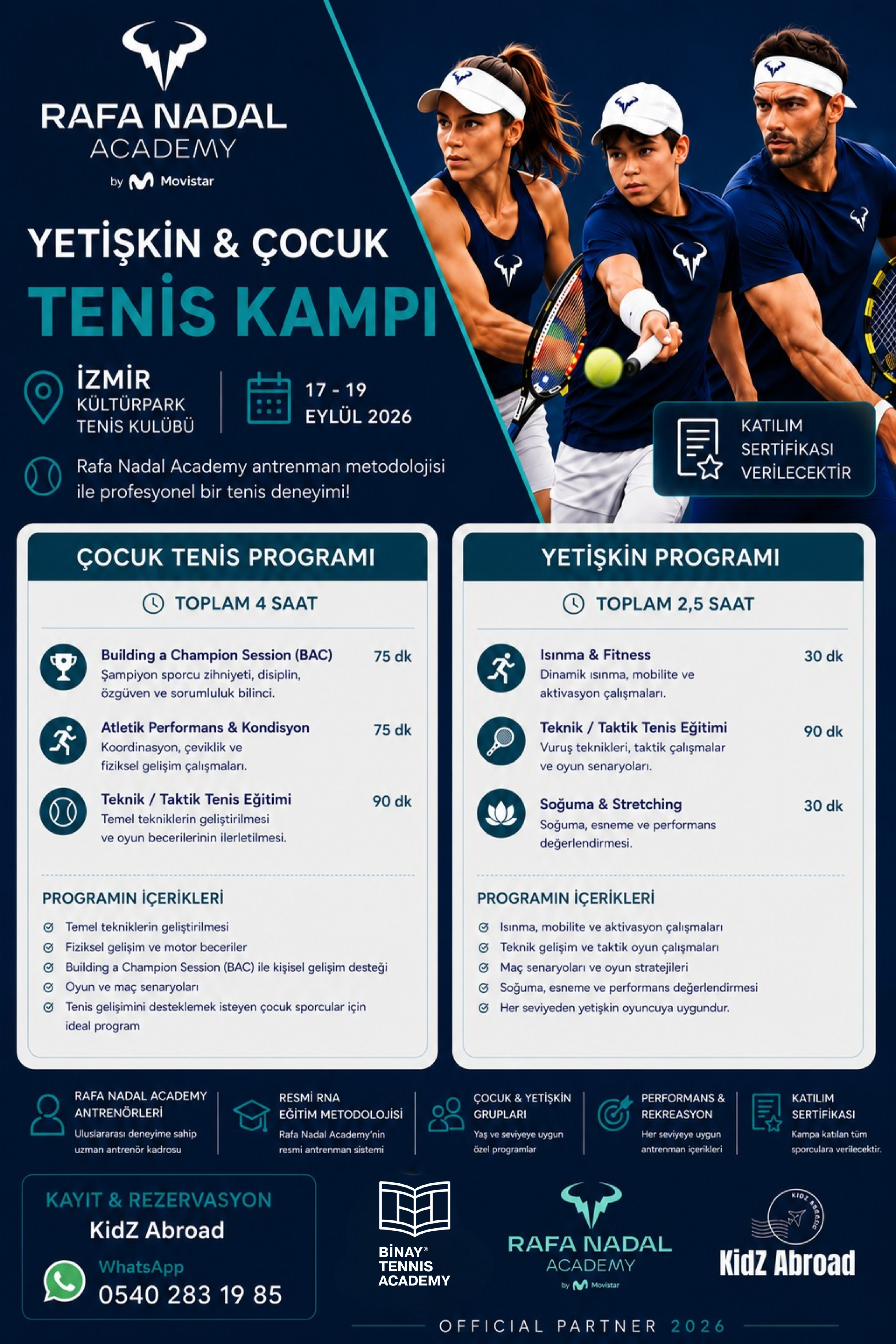 Rafa Nadal Akademi Yetişkin/Çocuk Tenis Kampı - İzmir